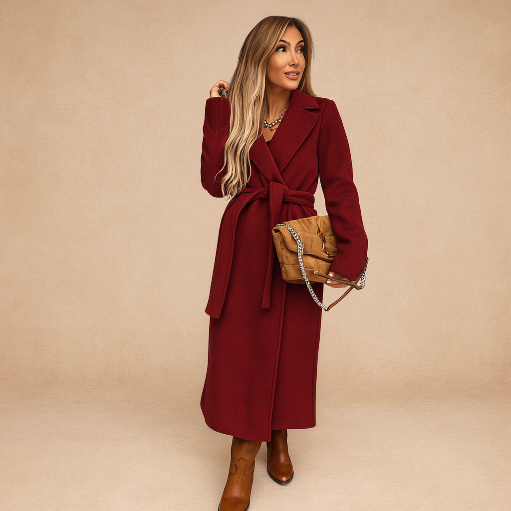 Dames wintermantel lange wollen mantel warme overgangsjas effen slim revers blazer jas elegant windjack mode overcoat, kaki, XL