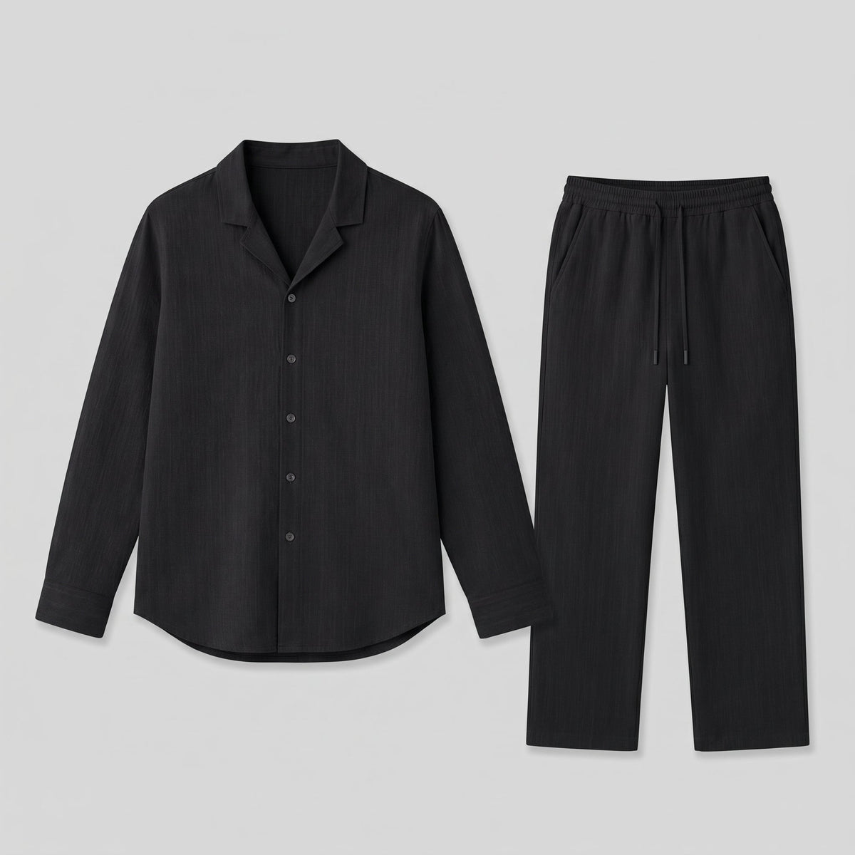 Heren Linnen Set met Cubaanse Kraag - Zomeroverhemd en Broek