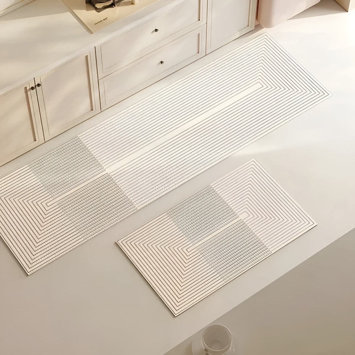 Badmat met Antislip Onderkant en Geometrisch Streepdessin