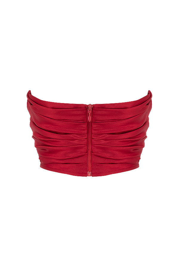 Giacinta - Elegant Rood Gedrapeerd Taft Korset