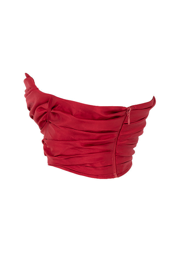 Giacinta - Elegant Rood Gedrapeerd Taft Korset