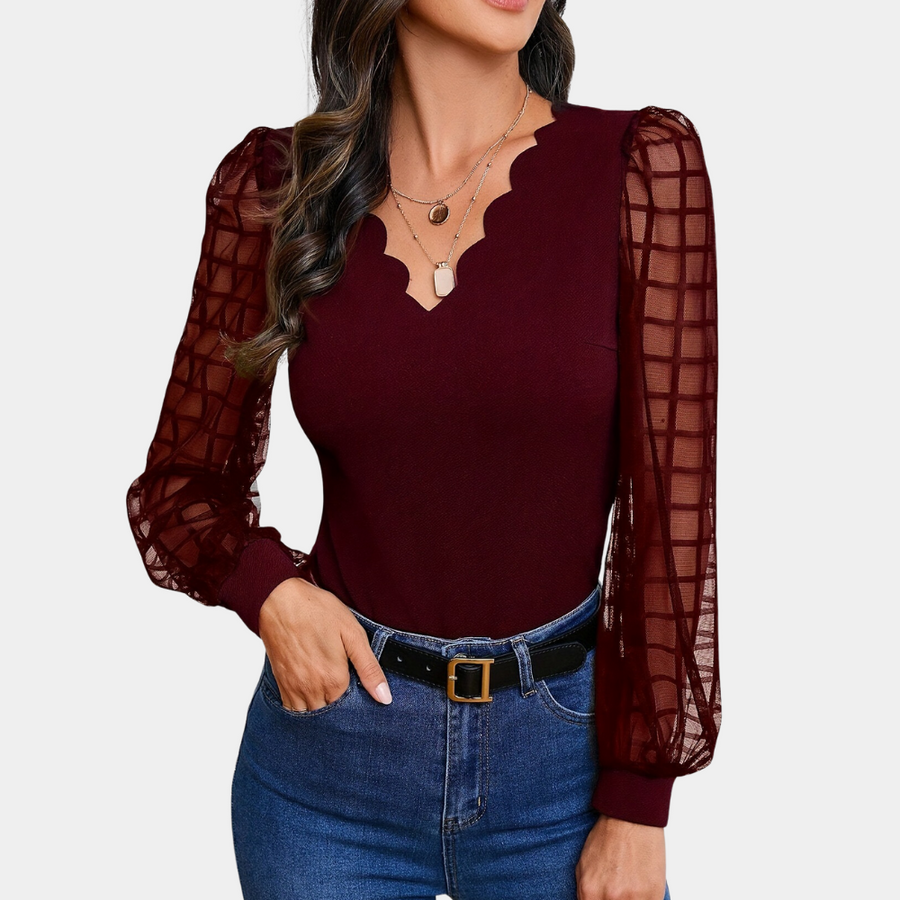Helisara - Elegante Top met V-Hals en Schulprandjes