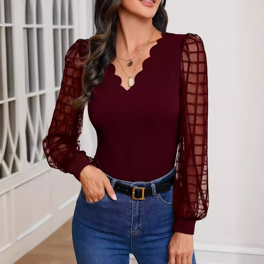 Helisara - Elegante Top met V-Hals en Schulprandjes