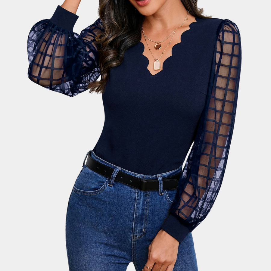 Helisara - Elegante Top met V-Hals en Schulprandjes