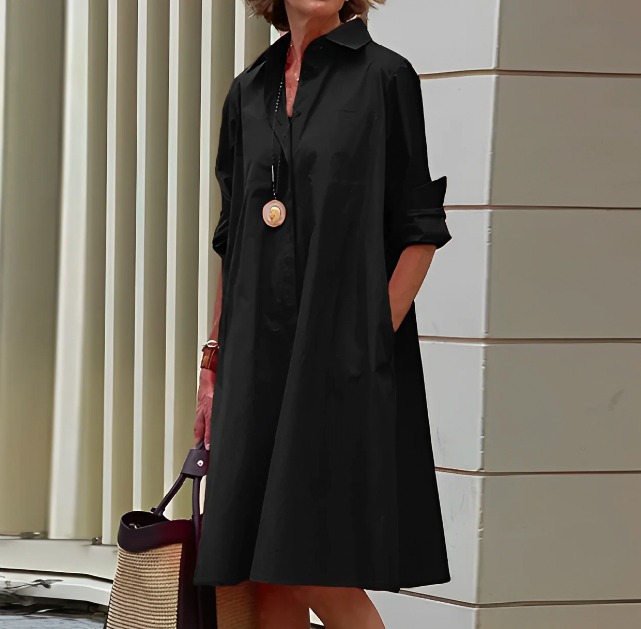Katarina – Midi Jurk met Lange Mouwen