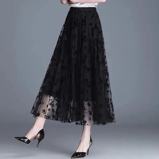 Eloise - Stijlvolle Mesh Midi-rok
