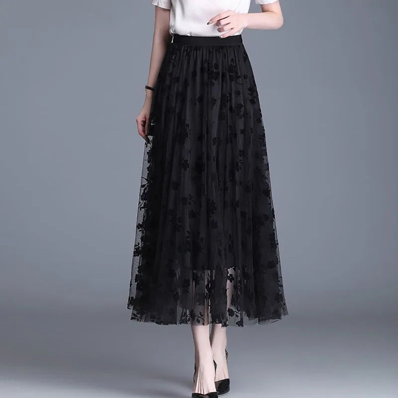 Eloise - Stijlvolle Mesh Midi-rok