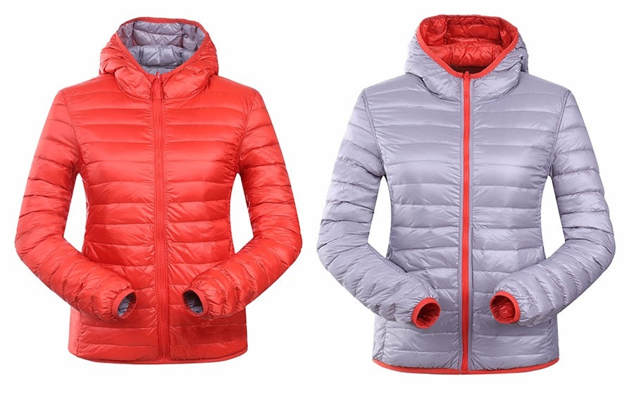Dames Omkeerbare Lichtgewicht Donsjas – Donsvulling, Gewatteerde Puffer Tussenjas voor Herfst en Lente