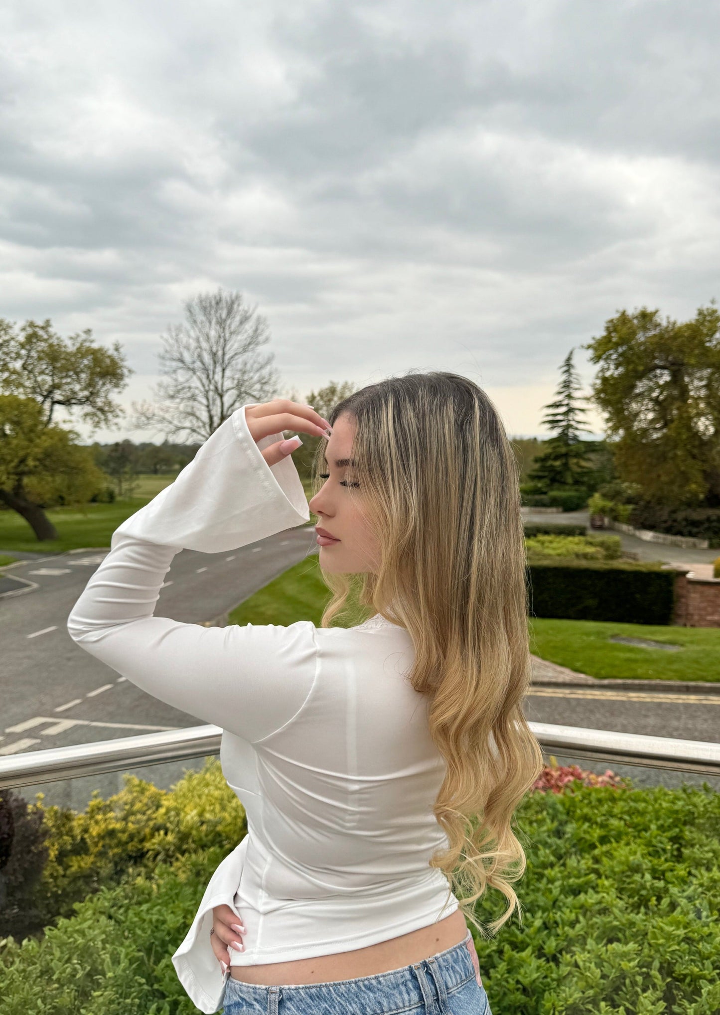 Felina - Lace Trimmed Bell Sleeve Top