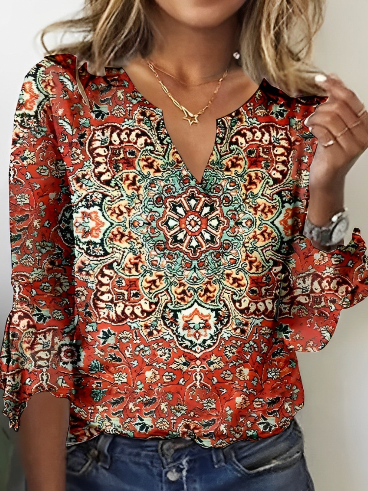 Yalena - Gekleurde Top met Print | Trendy & Comfortabel