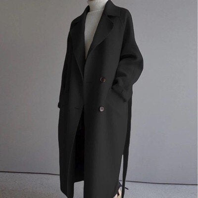Dames Lange Trenchcoat met Riem – Waterafstotend, Perfect voor Herfst en Winter
