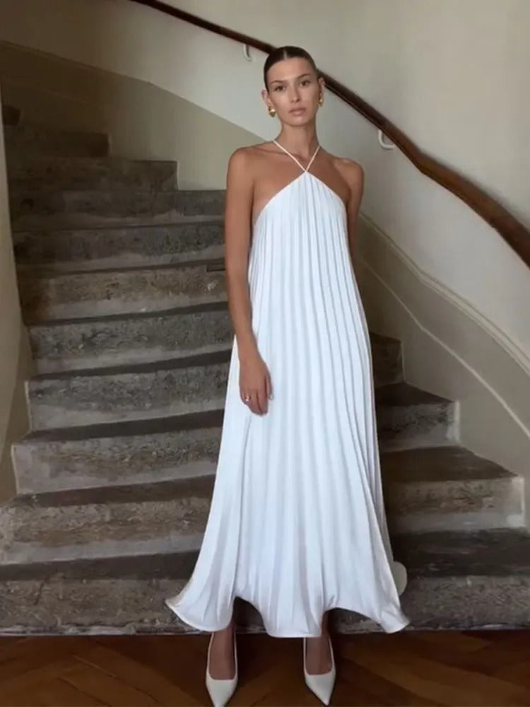 Amélie - Luxe Geplisseerde Halterjurk