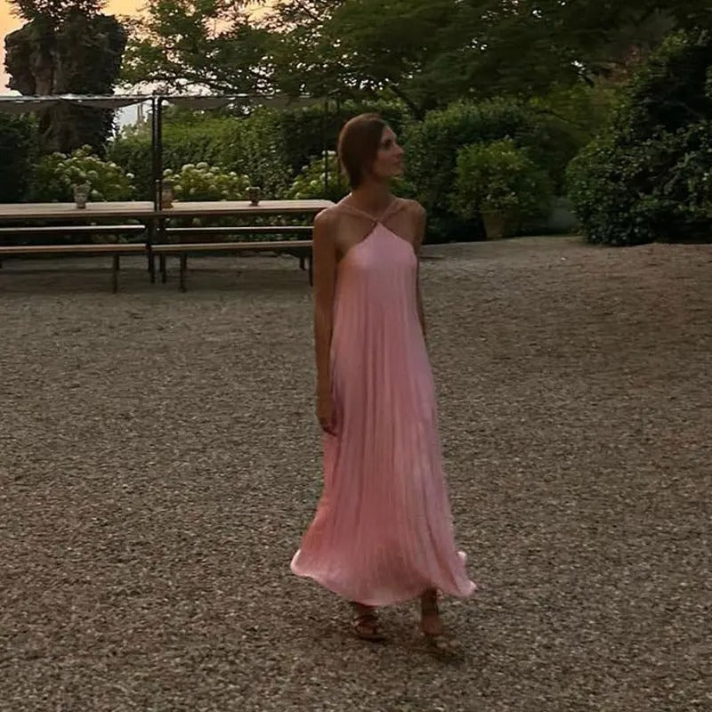 Amélie - Luxe Geplisseerde Halterjurk