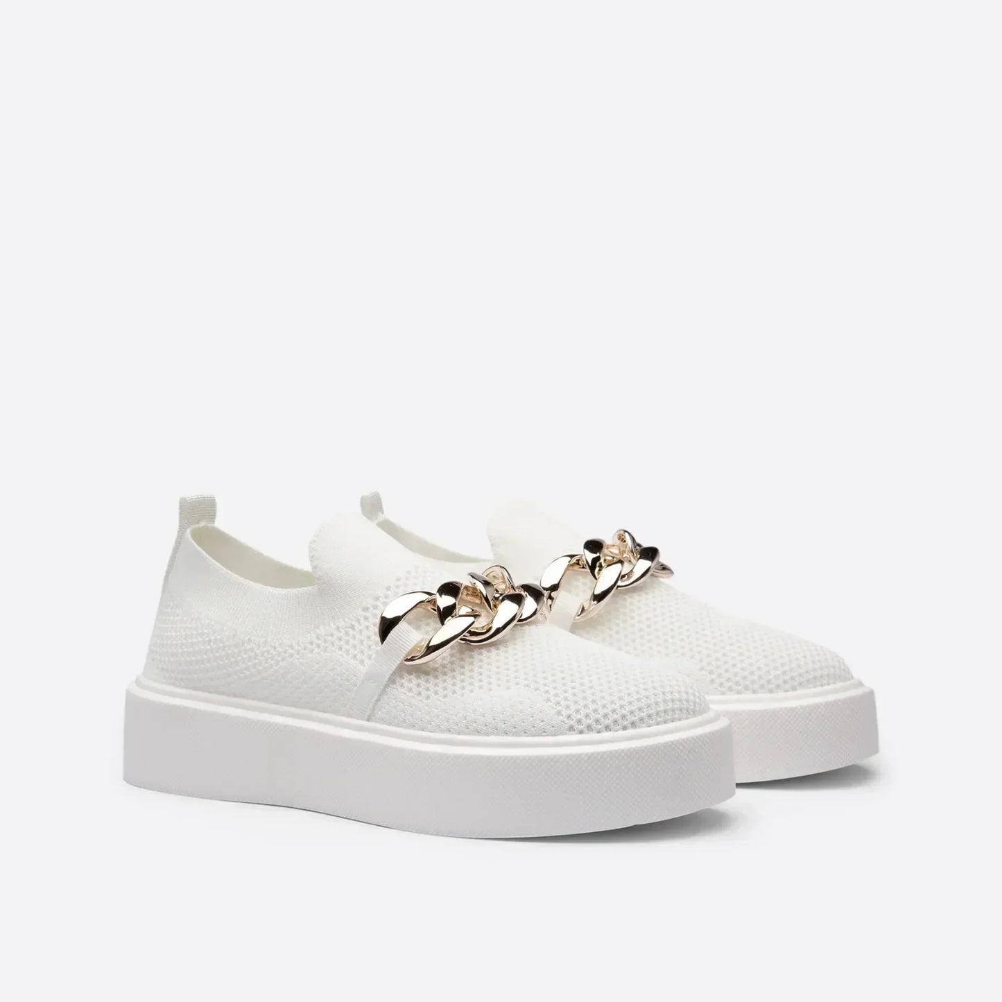 Chunky Ketting Detail Slip-on Sneakers voor Dames – Comfortabele Stijlvolle Instappers