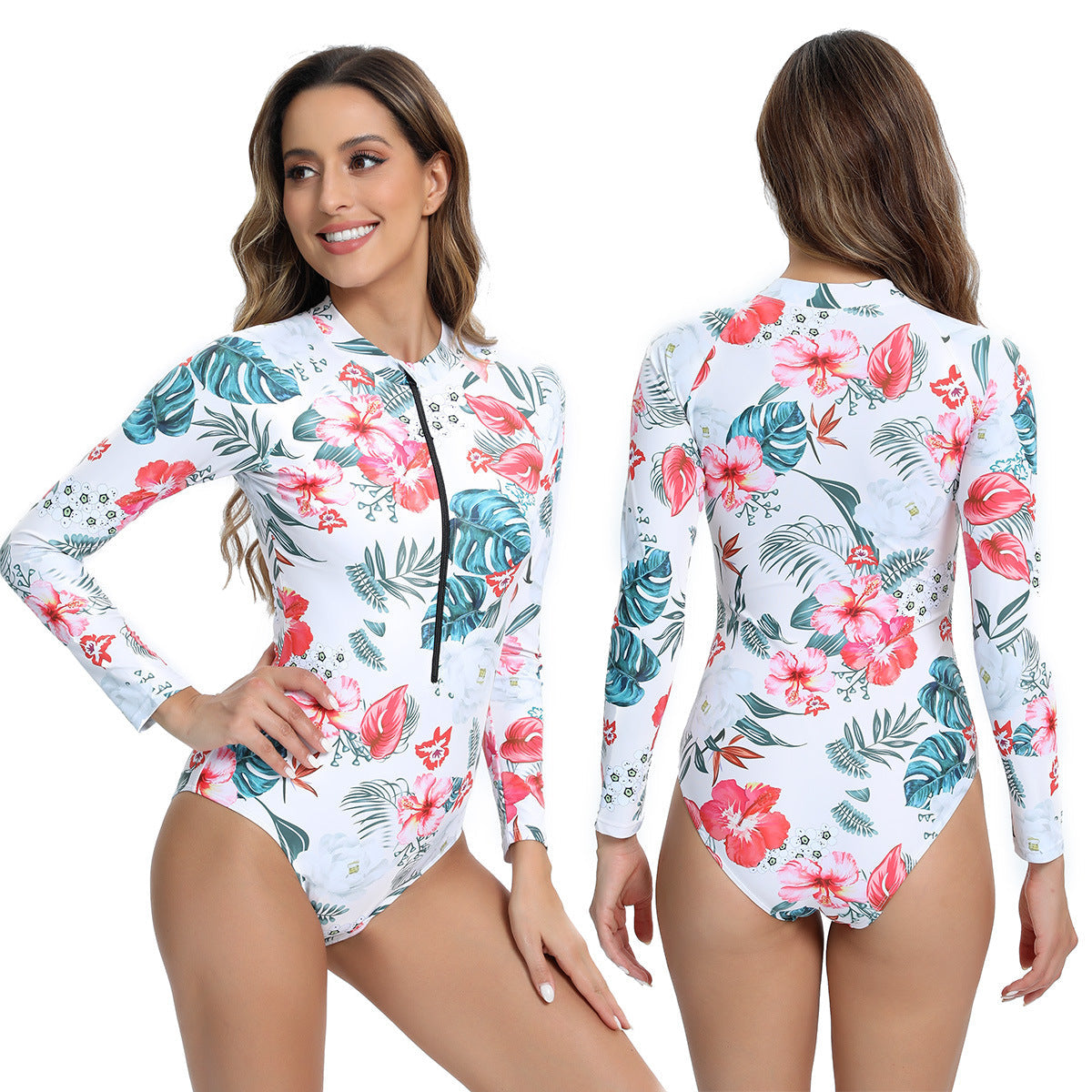 Lange Mouwen Nylon Badpak met Ritssluiting – Sneldrogend en Duurzaam Design