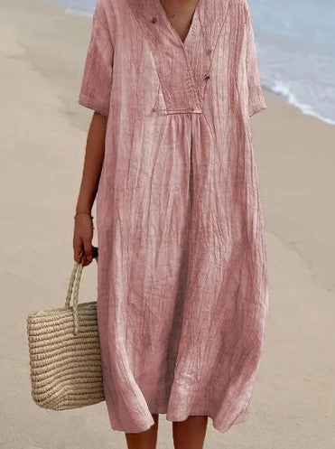 Jasmine - Zomerse Midi Jurk in Katoenmix