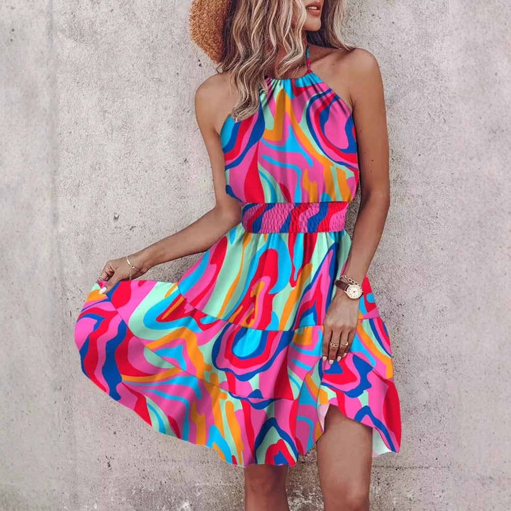 Gelaagde Halterjurk met Elastische Taille – Comfortabele Zomerstijl voor Elke Gelegenheid