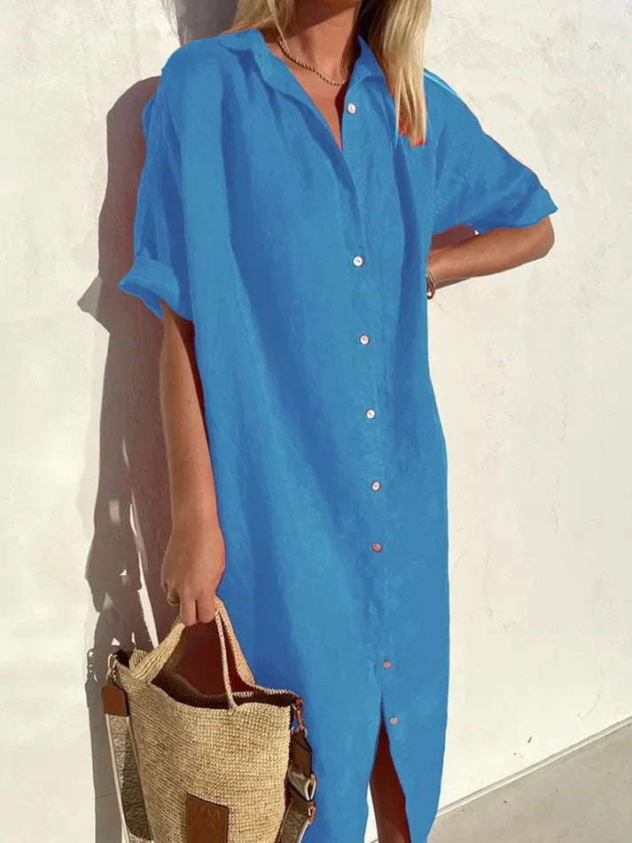 Valeria - Casual Strandjurk met Knopen | Stijlvol en Comfortabel