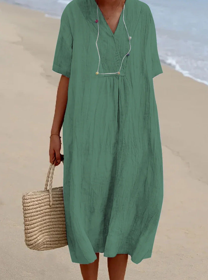 Jasmine - Zomerse Midi Jurk in Katoenmix