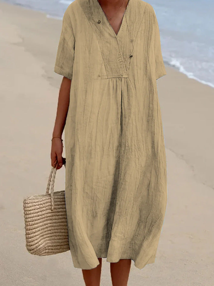 Jasmine - Zomerse Midi Jurk in Katoenmix