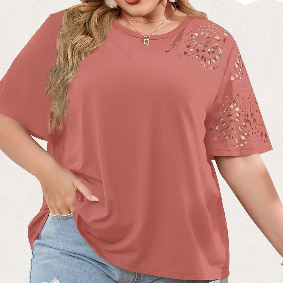 Noélie - Stijlvol Shirt met Geperforeerde Mouwen