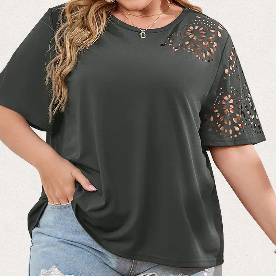 Noélie - Stijlvol Shirt met Geperforeerde Mouwen