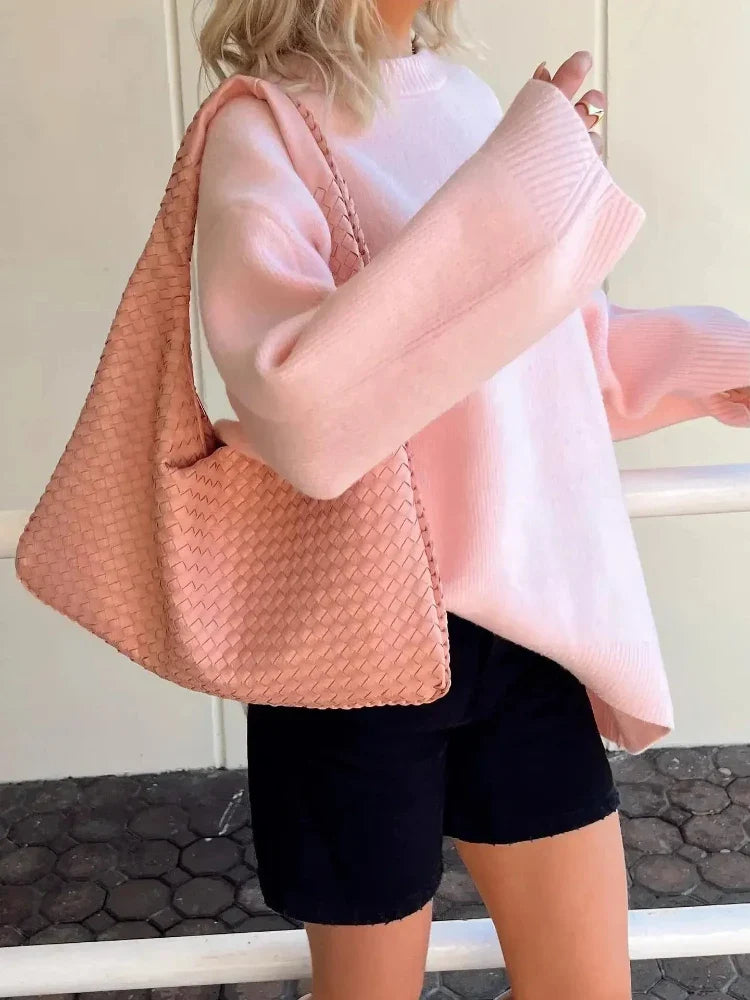 Dames Gebreide Pullover Trui β Roze, Casual voor Herfst en Winter