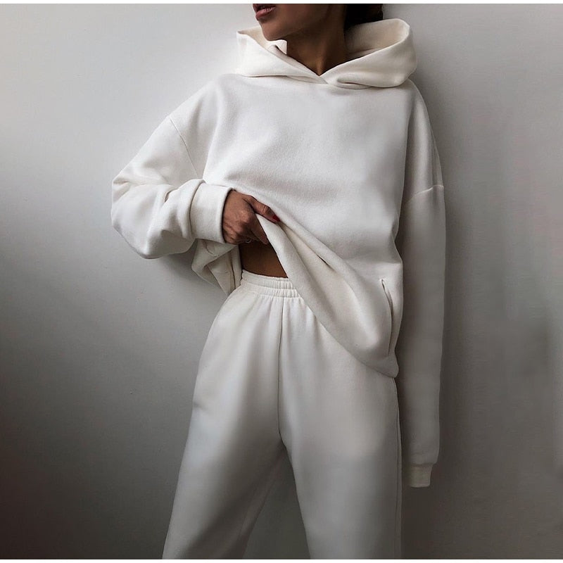 Dames Relaxed Fit Joggingset โ 2-delig Trainingspak, Sweatshirt en Joggingbroek, Casual Loungewear voor Thuis