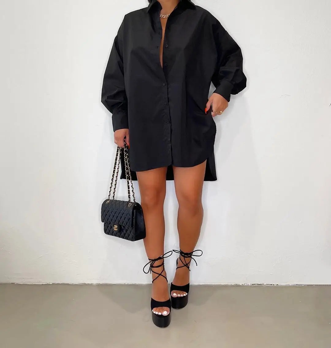 Anouck - Effen Casual Overhemdjurk