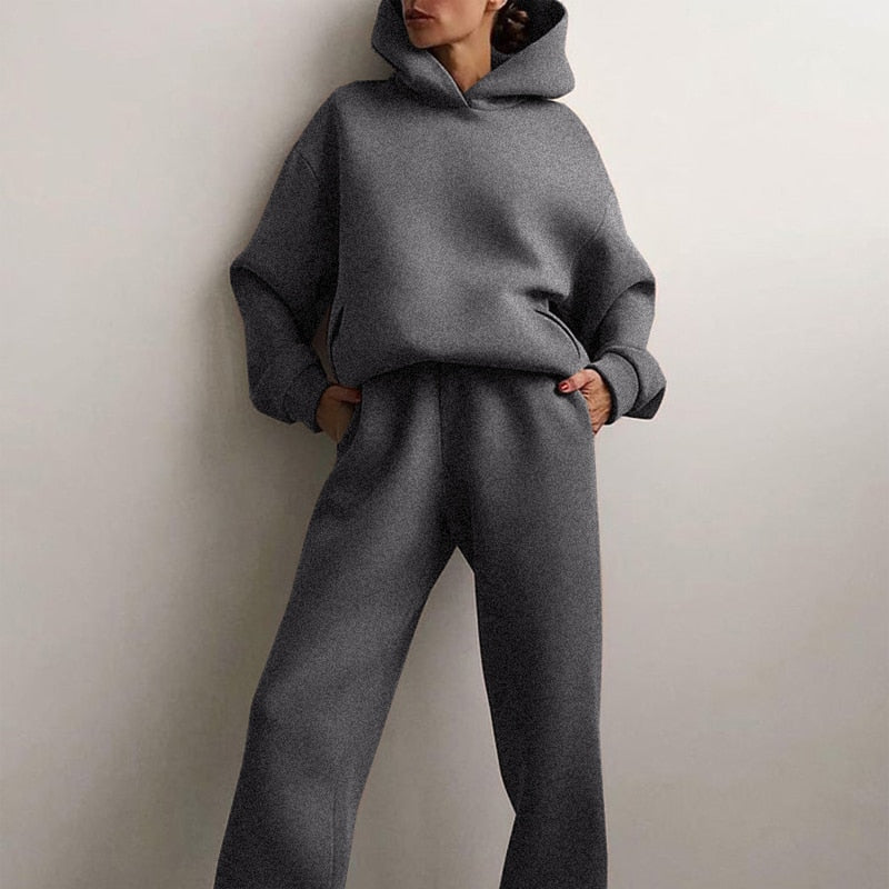 Dames Relaxed Fit Joggingset โ 2-delig Trainingspak, Sweatshirt en Joggingbroek, Casual Loungewear voor Thuis