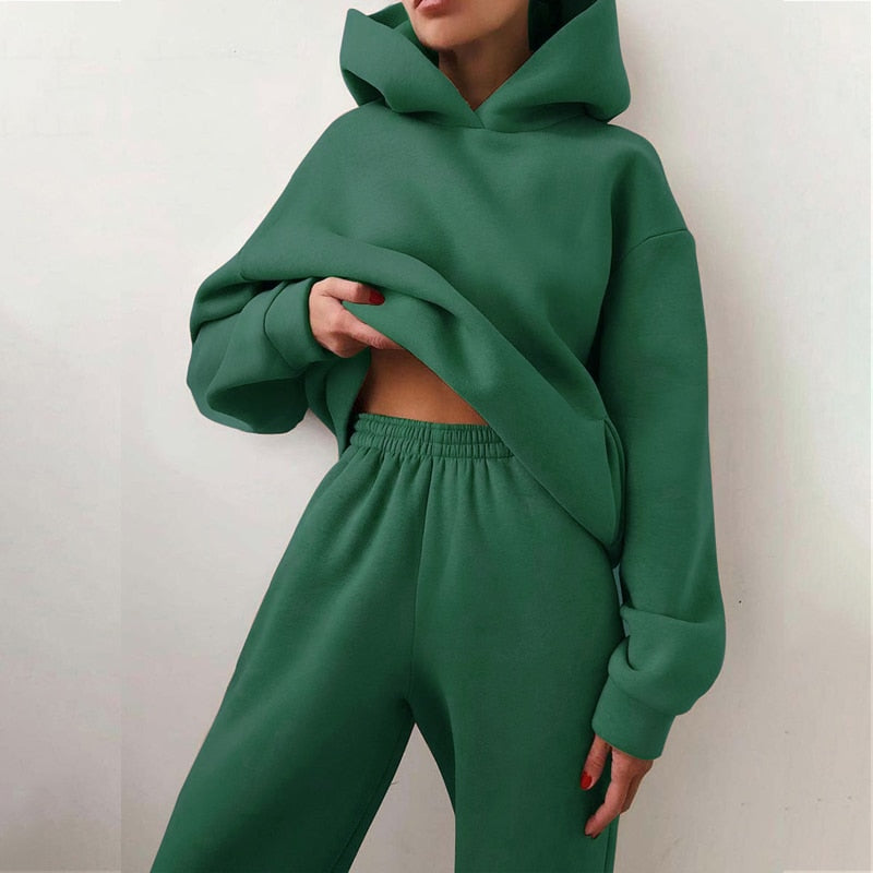Dames Relaxed Fit Joggingset โ 2-delig Trainingspak, Sweatshirt en Joggingbroek, Casual Loungewear voor Thuis