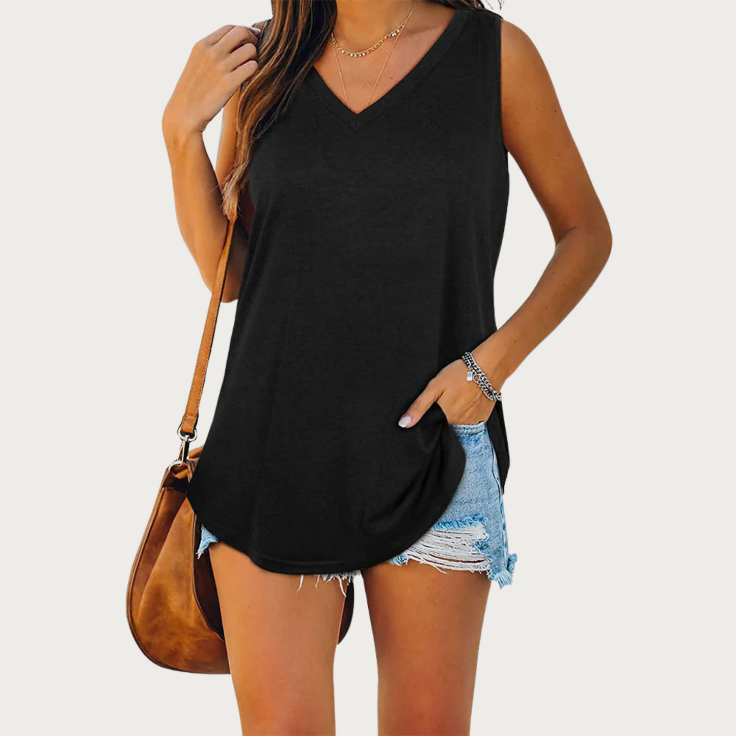 Mireille - Stijlvolle V-hals Tanktop