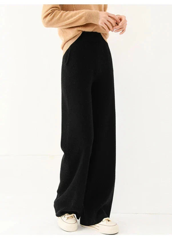 Dames Broek Merinowol Hoge Taille Wide-Leg