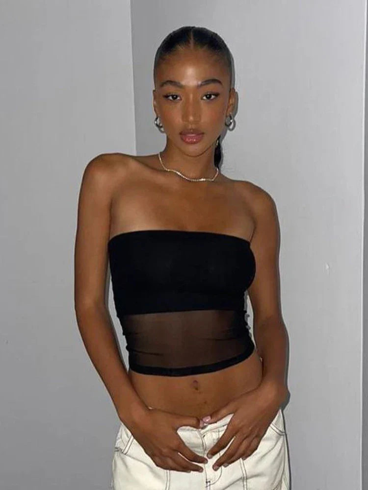 Gillian - Sexy Strapless Top met Mesh