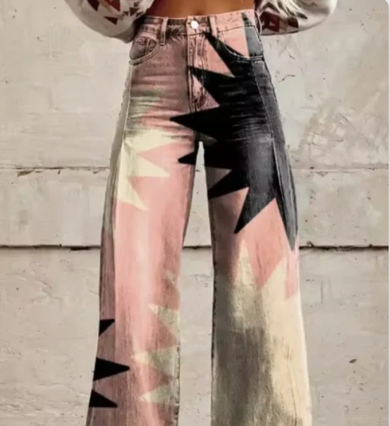 Lana – Wijde Broek met Kleurrijke Print