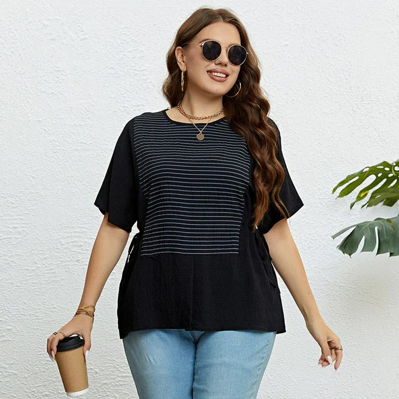Elvira - Gestreept T-shirt met Zijsplit