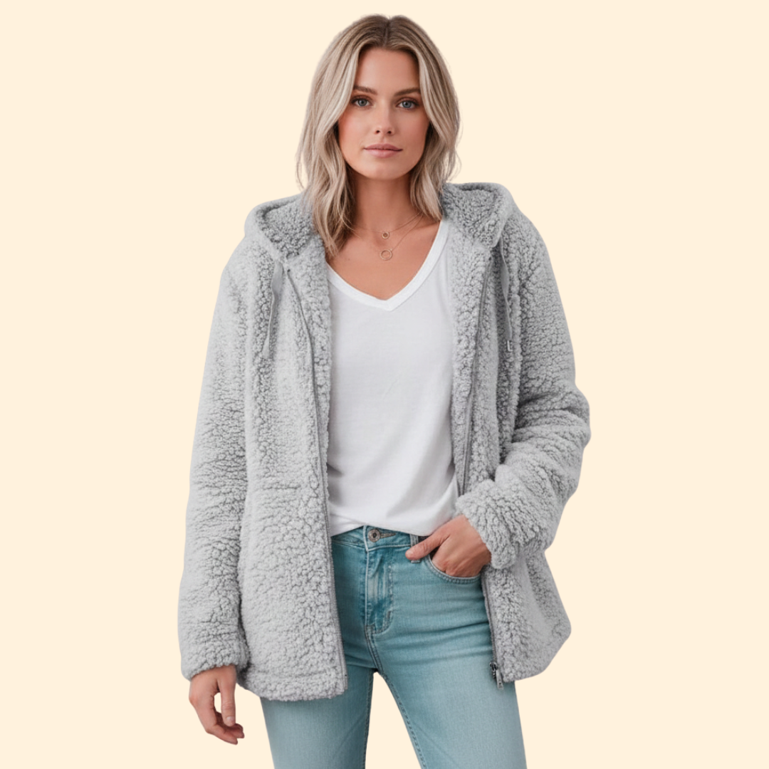 Dames Teddy Jas met Capuchon - Fleece Winterjas
