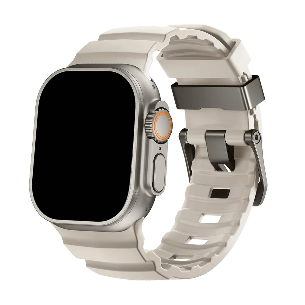Siliconen Horlogebandje voor Apple Watch - Sportband met Titanium Gesp