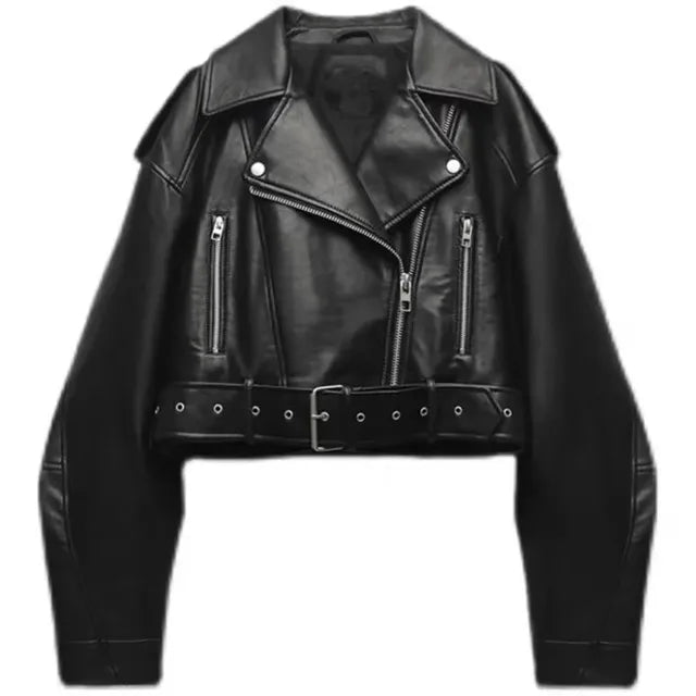 Dames Cropped Bikerjack – Kort Getailleerd, Casual Tussenjas voor Lente en Herfst
