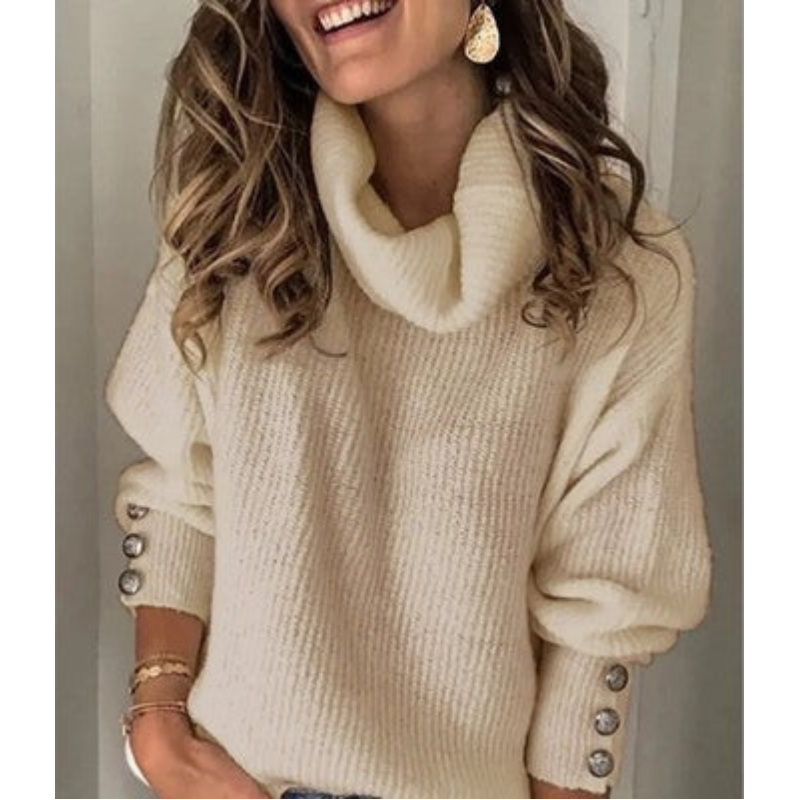 Dames Relaxed Fit Chunky Gebreide Trui – Dikke Wintertrui, Casual voor Herfst en Winter
