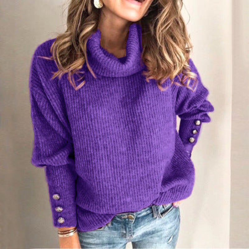 Dames Relaxed Fit Chunky Gebreide Trui – Dikke Wintertrui, Casual voor Herfst en Winter