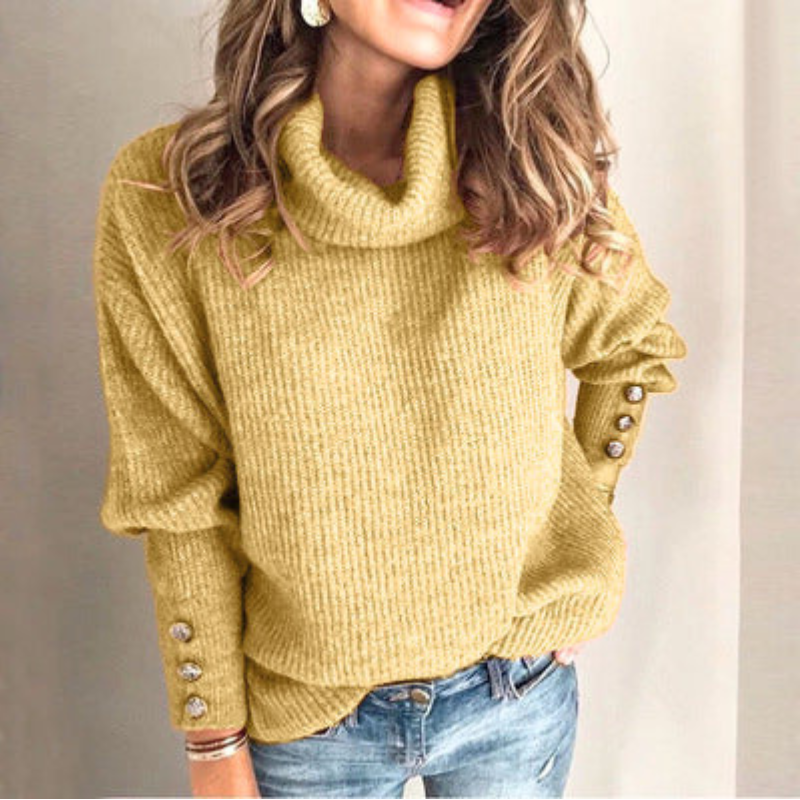 Dames Relaxed Fit Chunky Gebreide Trui – Dikke Wintertrui, Casual voor Herfst en Winter