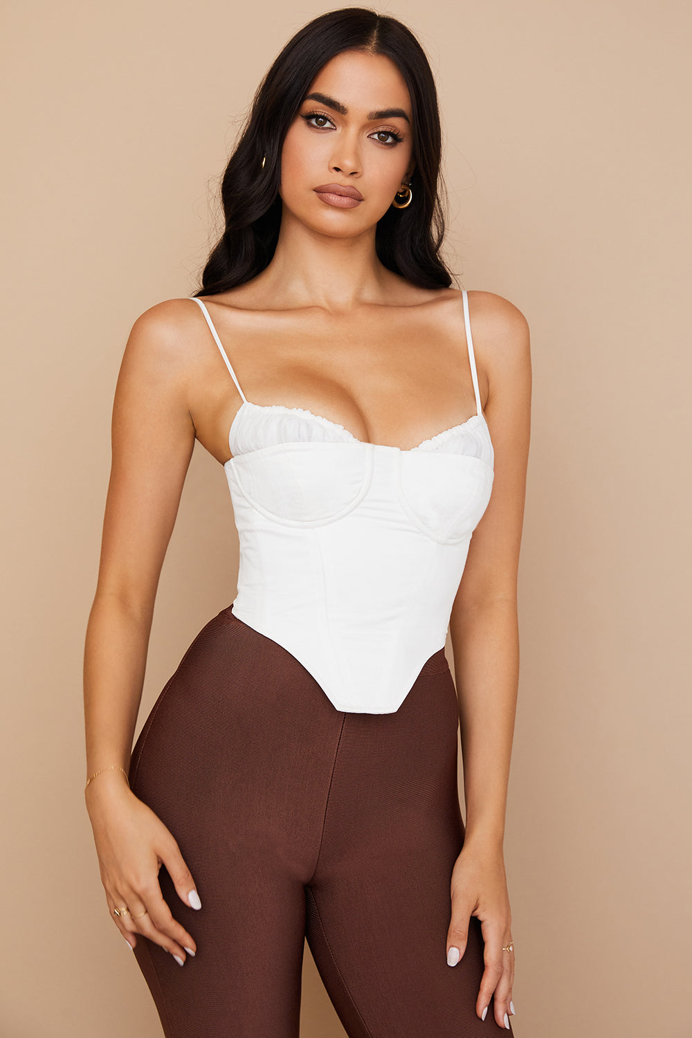 Helvianne - Wit Korset Top met Ruches