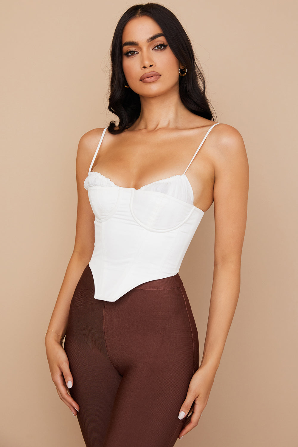 Helvianne - Wit Korset Top met Ruches
