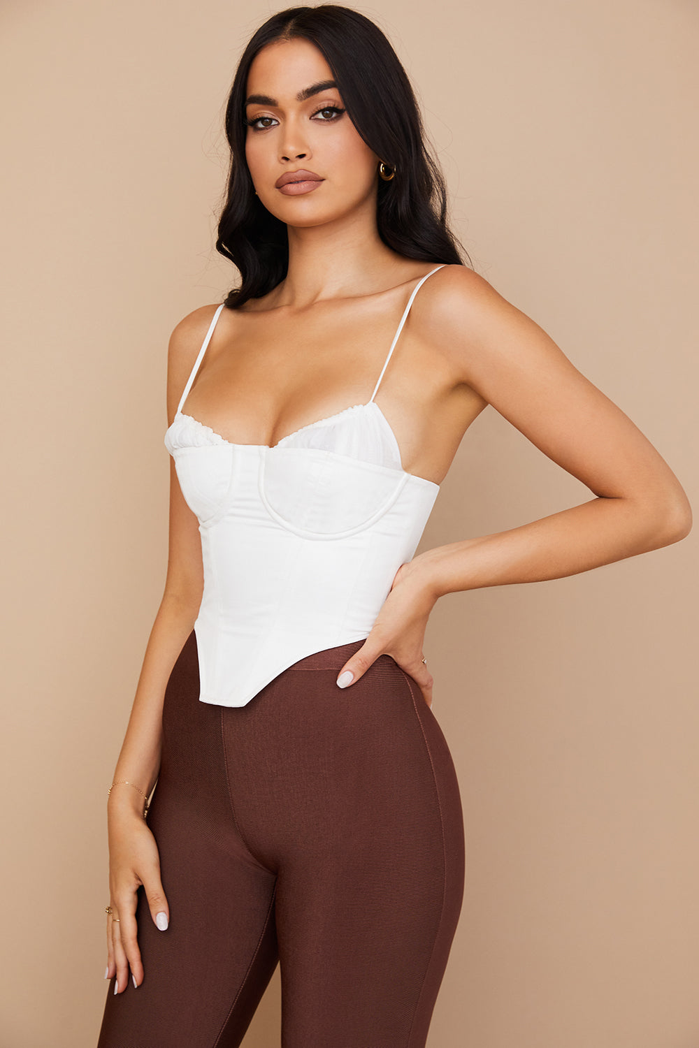 Helvianne - Wit Korset Top met Ruches