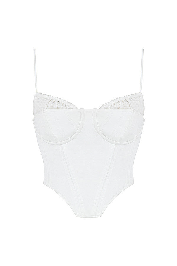 Helvianne - Wit Korset Top met Ruches