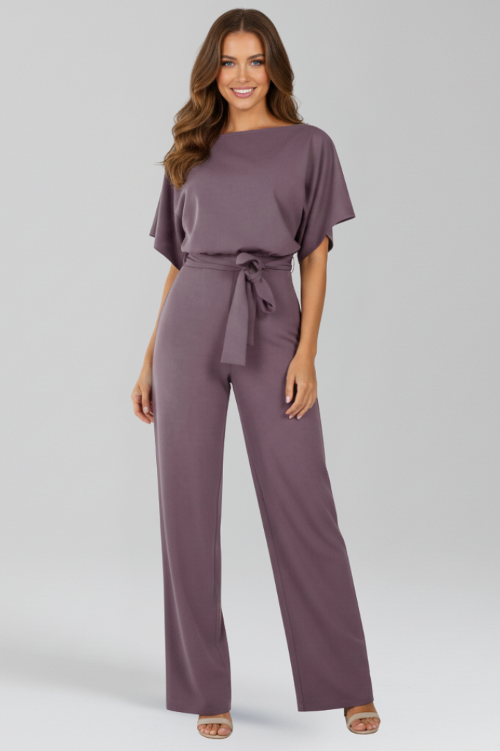 Dames Getailleerde Jumpsuit – Met Ceintuur, Geschikt voor Casual en Werk, Brede Pijpen