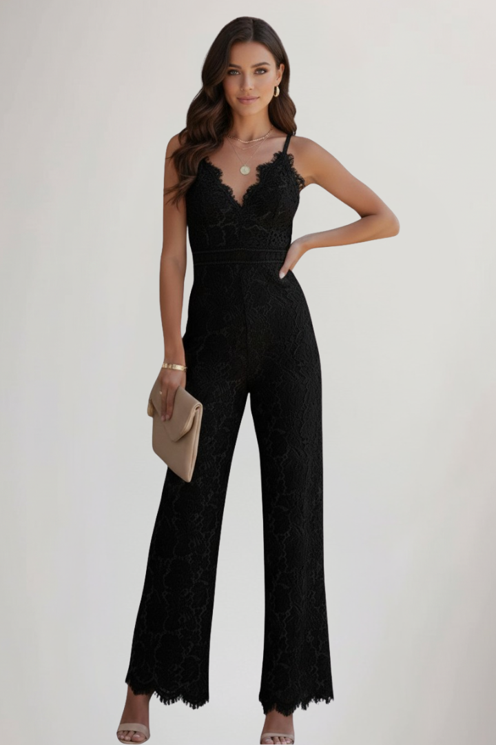 Dames Getailleerde Jumpsuit – Mouwloos, V-hals, Wijde Pijpen voor Casual Gebruik