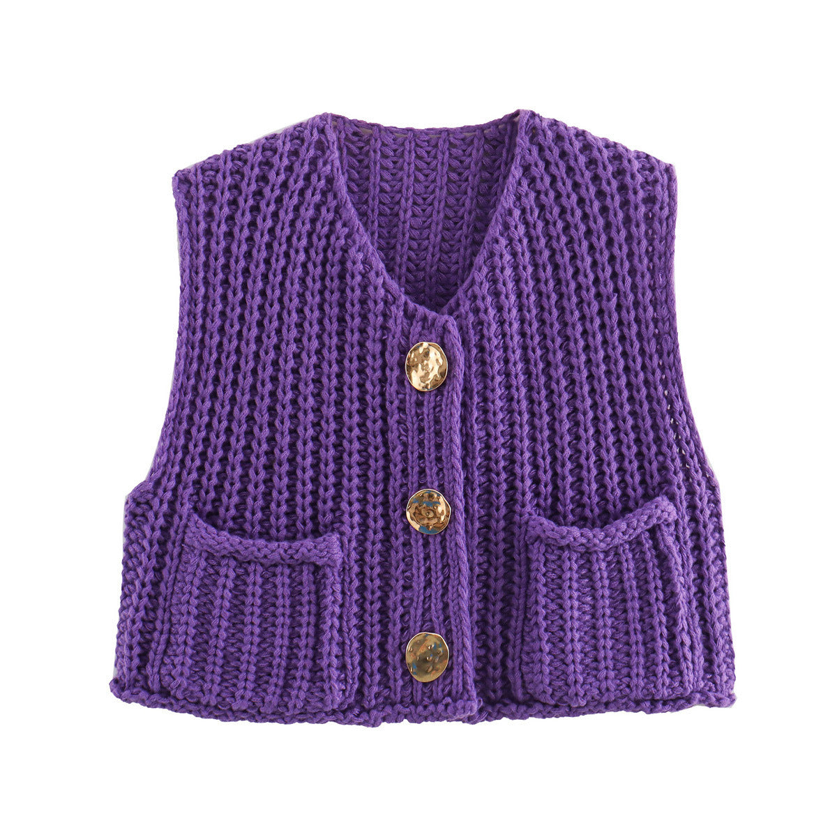 Lana™ - Sleeveless Knitted Cardigan with Pockets