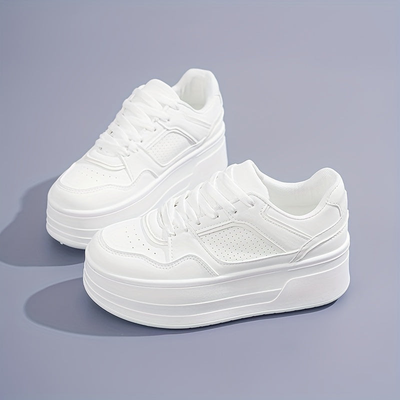 Sienna - Trendy Witte Plateau Sneakers